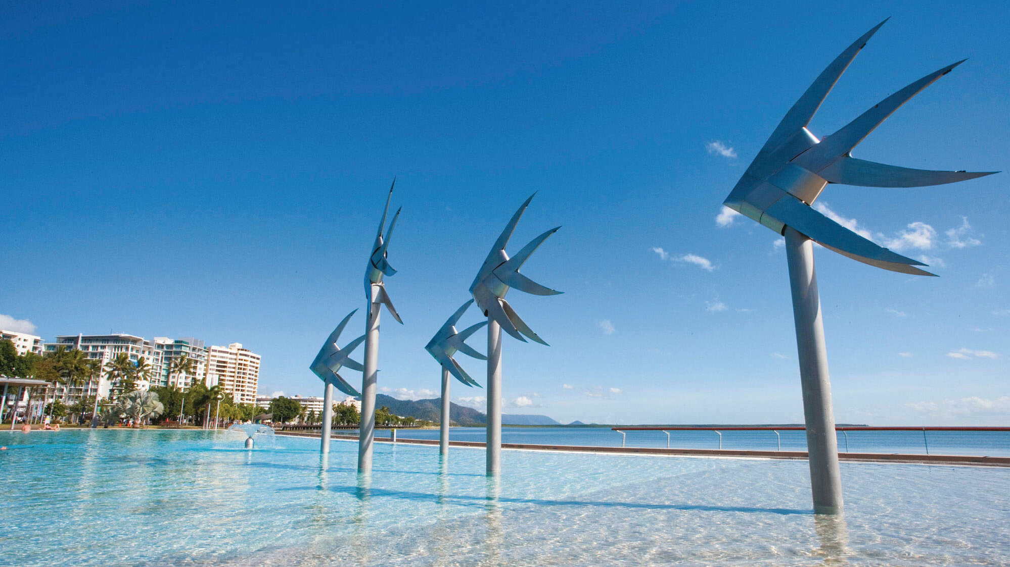 Wind sculptures at the Cairns Esplanade Lagoon, a short walk from Hides Hotel